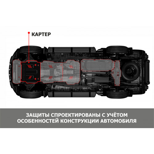 Защита Картера двигателя, КПП АвтоБроня для JAC J7 Plus 2023- I, Сталь 45778 мм - Арт. 111.09215.1