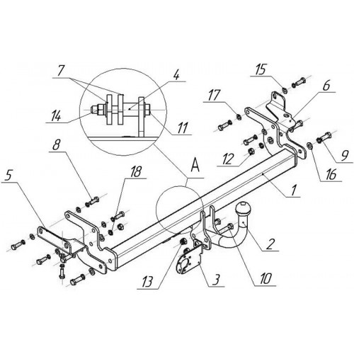 Фаркоп Avtos на MITSUBISHI Lancer IX 2005-2010 Арт.MI 22